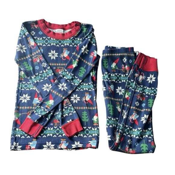 Hanna Andersson Kids Pajamas Set Size 140 (10) Christmas Santa Snowflake PJs - Picture 1 of 9